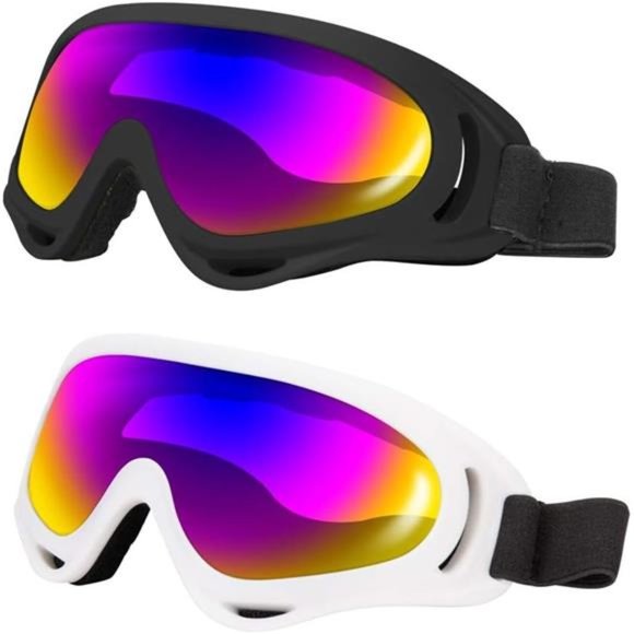 LJDJ Ski Goggles Pack of 2 - Snowboard Motorcycle Goggles Glasses for Boys Girls - Picture 1 of 8